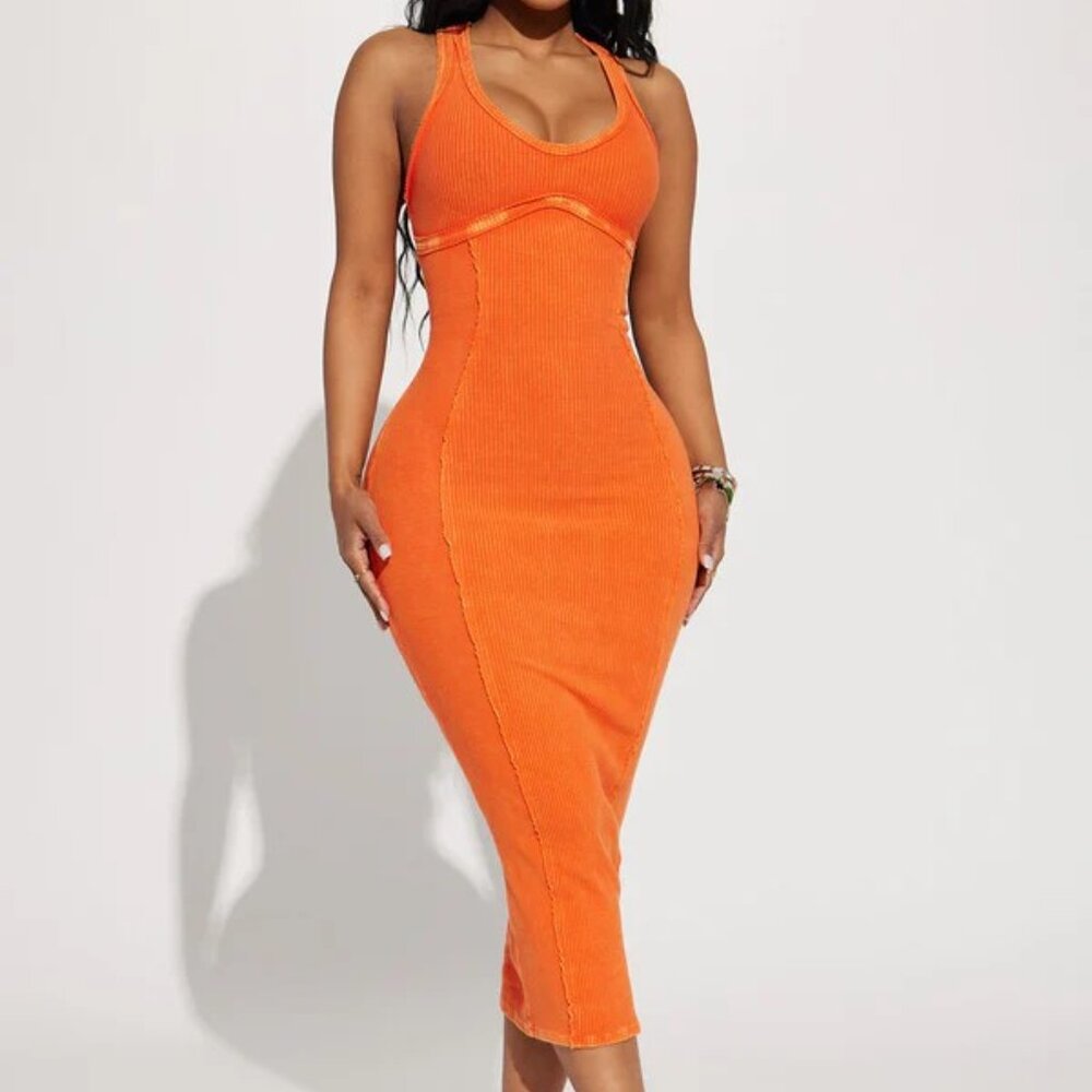 Fashion Nova Mineral Wash Midi Dress